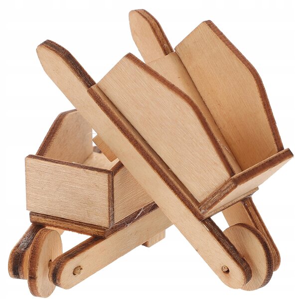 Mini Carretto in Legno Decorativo per Casa delle Bambole e Giardino