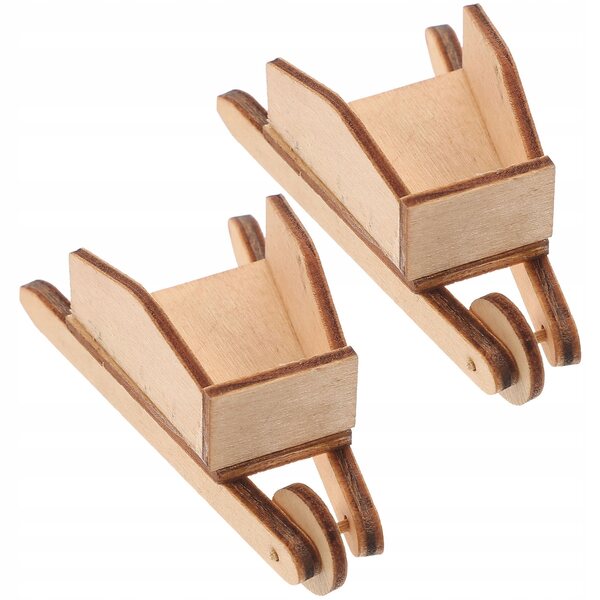 Mini Carretto in Legno Decorativo per Casa delle Bambole e Giardino