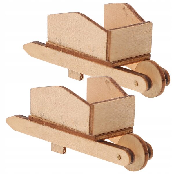 Mini Carretto in Legno Decorativo per Casa delle Bambole e Giardino