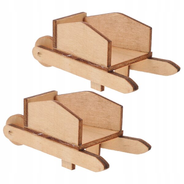 Mini Carretto in Legno Decorativo per Casa delle Bambole e Giardino