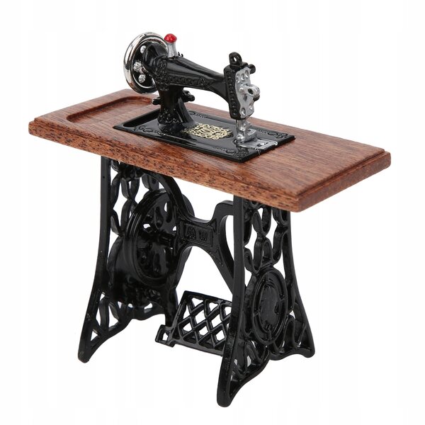 1:12 Vintage Mini-Nähmaschine für Puppenhaus – Holzdekoration