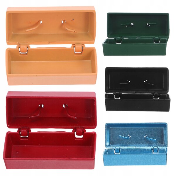 Set 5 mini cassette attrezzi in metallo per casa delle bambole, accessori realistici