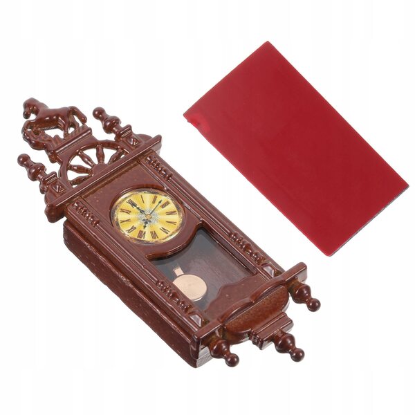 Mini Orologio a Pendolo Rosso in Stile Retrò per Decorazioni Casa e Dollhouse