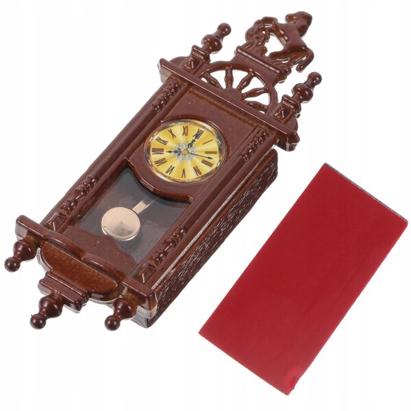 Mini Orologio a Pendolo Rosso in Stile Retrò per Decorazioni Casa e Dollhouse