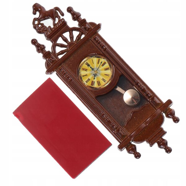 Mini Orologio a Pendolo Rosso in Stile Retrò per Decorazioni Casa e Dollhouse
