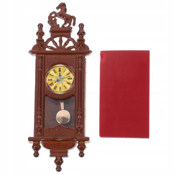 Mini Orologio a Pendolo Rosso in Stile Retrò per Decorazioni Casa e Dollhouse