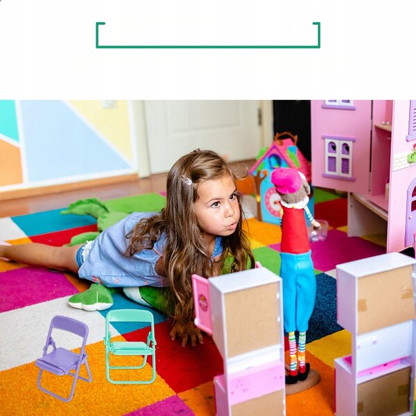 Set 2 Mini Sedie Pieghevoli in Plastica per Case delle Bambole e Miniature