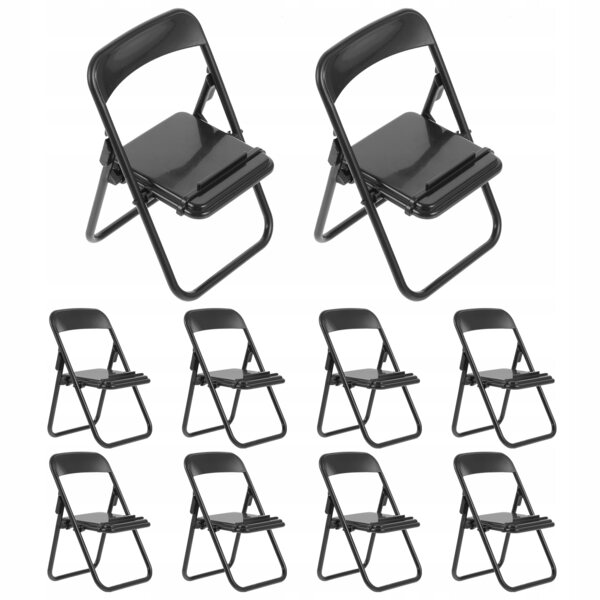 Lot de 10 mini chaises pliantes noires en ABS pour décorations et support smartphone