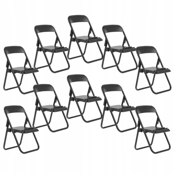 Lot de 10 mini chaises pliantes noires en ABS pour décorations et support smartphone