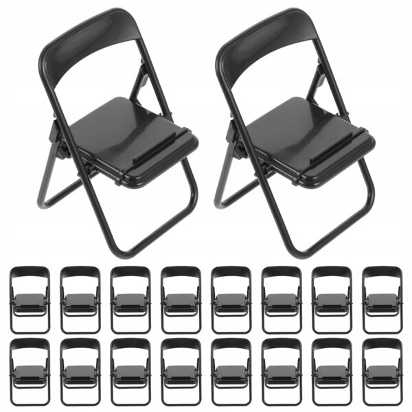 Lot de 10 mini chaises pliantes noires en ABS pour décorations et support smartphone