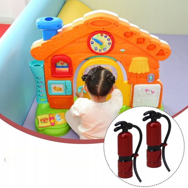 Dekorativer roter Miniatur-Feuerlöscher für Zuhause und Heimwerker – 2-teiliges Set
