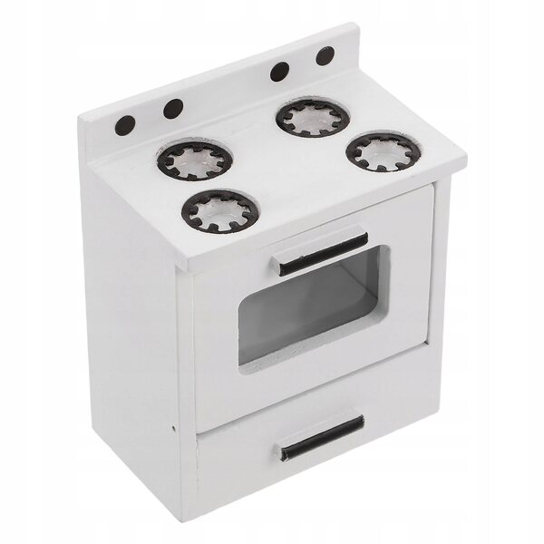 Mini cucina in legno bianca per casa delle bambole con fornello gas realistico