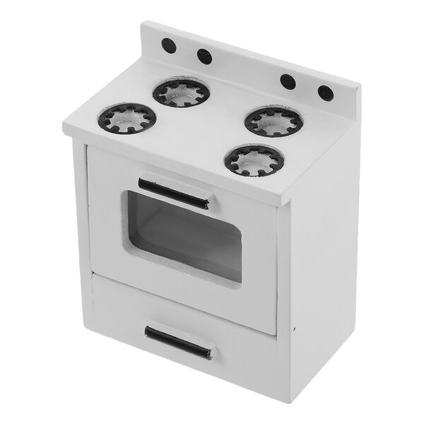 Mini cucina in legno bianca per casa delle bambole con fornello gas realistico