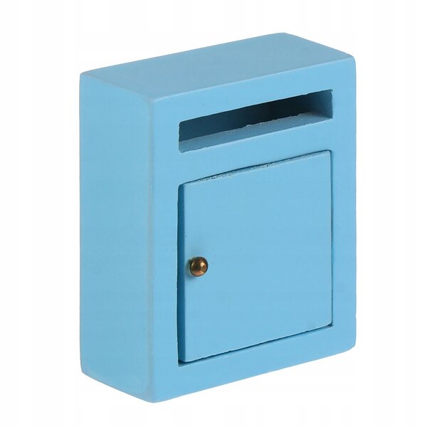 Miniatuur houten brievenbus voor poppenhuis blauw 5x4x2 cm