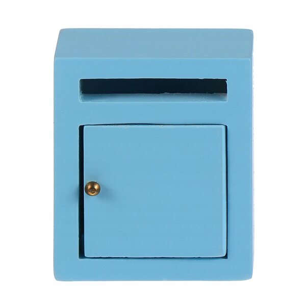 Miniatuur houten brievenbus voor poppenhuis blauw 5x4x2 cm
