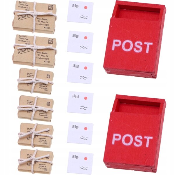 Miniatur-Set mit 2 kleinen Spielzeug-Briefkästen für Puppenhäuser