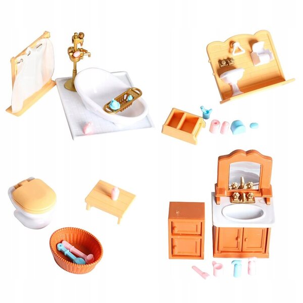 Set 4 Miniature Arredo Bagno 1:12 per Casa delle Bambole in Plastica