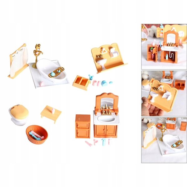 Set 4 Miniature Arredo Bagno 1:12 per Casa delle Bambole in Plastica