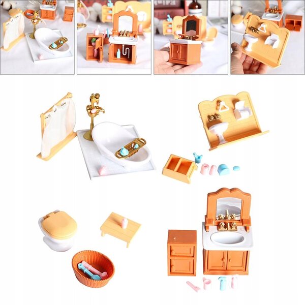 Set 4 Miniature Arredo Bagno 1:12 per Casa delle Bambole in Plastica