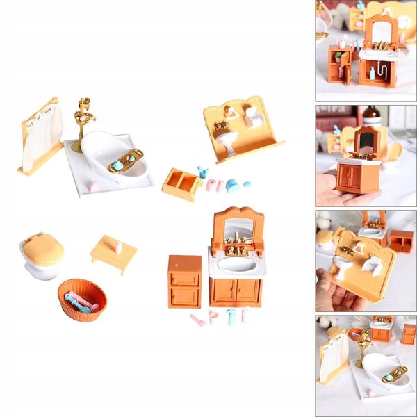 Set 4 Miniature Arredo Bagno 1:12 per Casa delle Bambole in Plastica