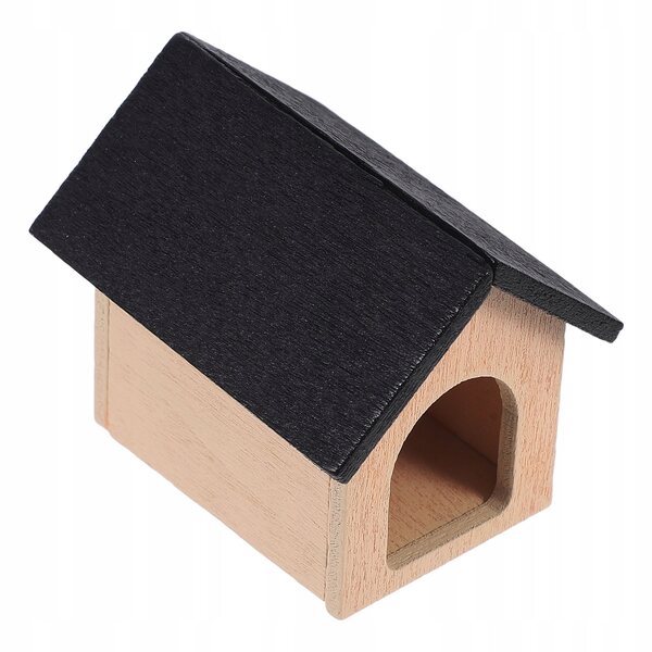 Miniatura casetta per cane in legno nero per decorazione casa delle bambole