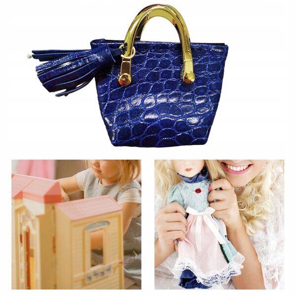 Miniatura Borsa per Bambole 1/6 in Pelle PU Blu Funzionale per Figurine