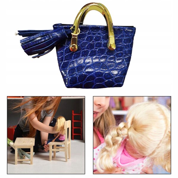 Miniatura Borsa per Bambole 1/6 in Pelle PU Blu Funzionale per Figurine