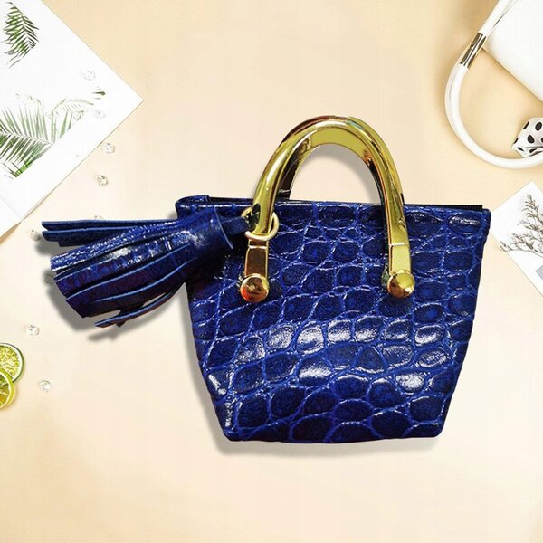 Miniatura Borsa per Bambole 1/6 in Pelle PU Blu Funzionale per Figurine