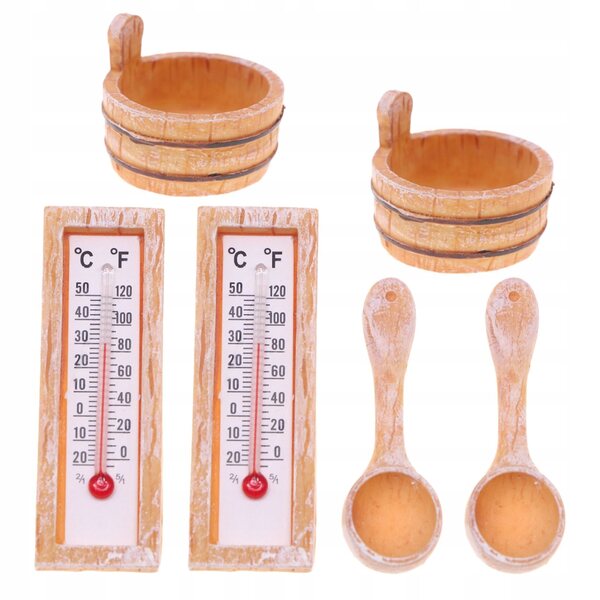 2 REALISTYCZNE DEKORACJE DO DOMKU – MINI SAUNA Z TERMOMETREM