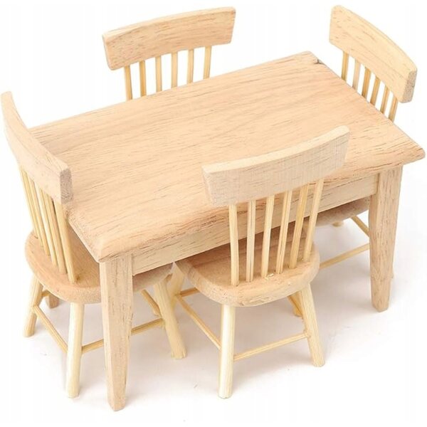 Sedia vintage in legno per casa delle bambole, colore beige, artigianale
