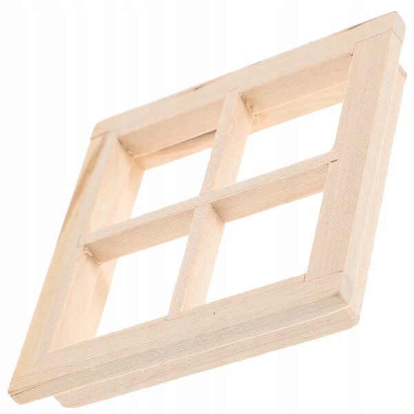 Miniatura Finestra in Legno per Casa delle Bambole Decorativa Beige 7x7 cm