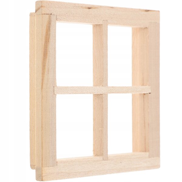 Miniatura Finestra in Legno per Casa delle Bambole Decorativa Beige 7x7 cm