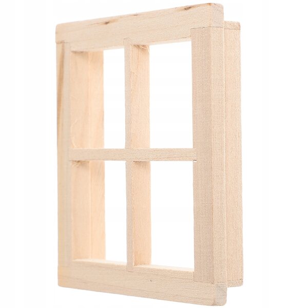 Miniatura Finestra in Legno per Casa delle Bambole Decorativa Beige 7x7 cm