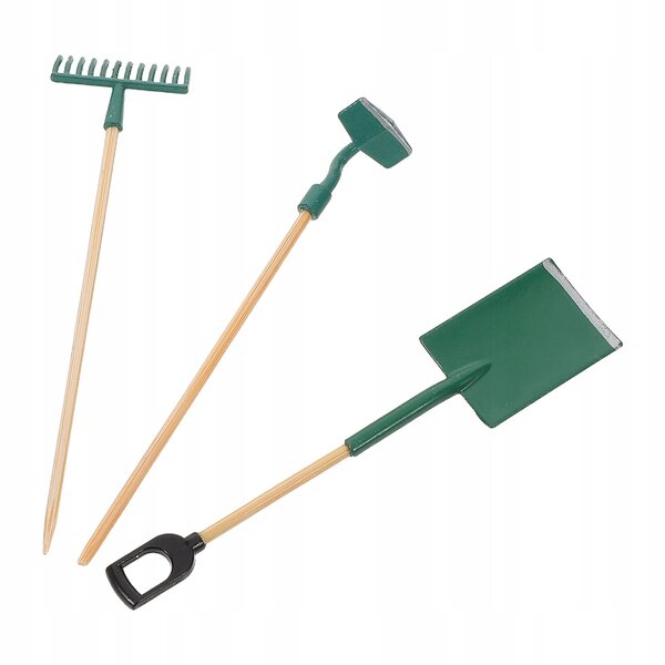 Set 3 Mini Attrezzi da Giardino Verdi per Casa delle Bambole, Realistici e Resistenti