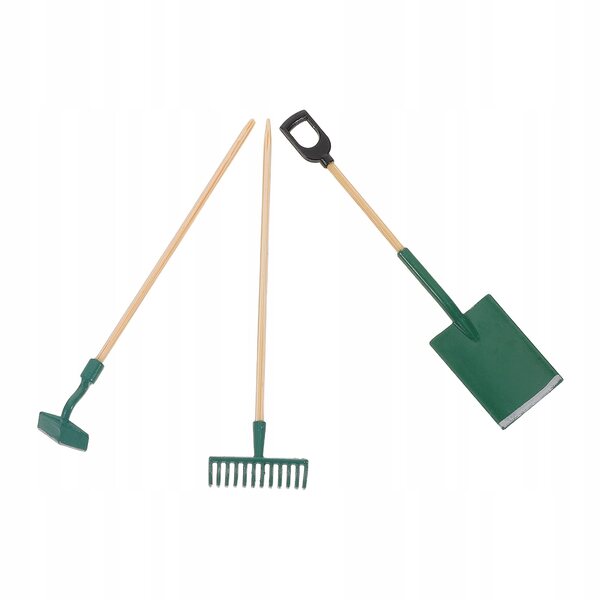 Set 3 Mini Attrezzi da Giardino Verdi per Casa delle Bambole, Realistici e Resistenti