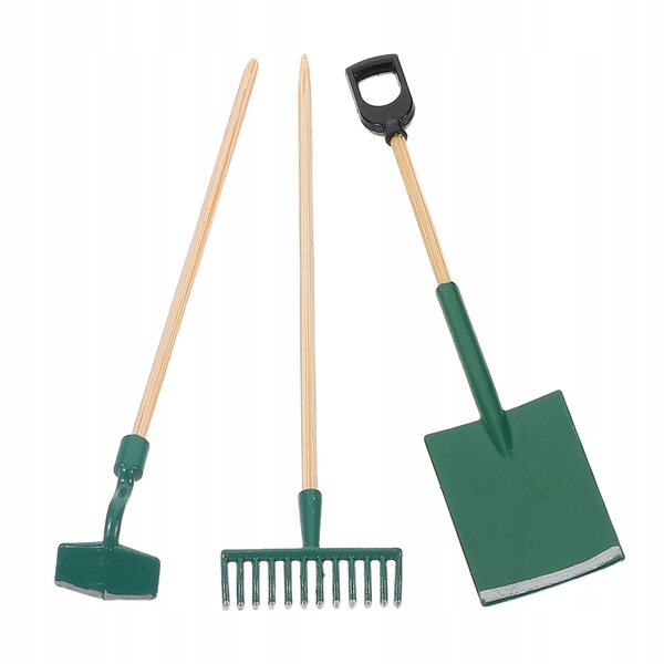 Set 3 Mini Attrezzi da Giardino Verdi per Casa delle Bambole, Realistici e Resistenti