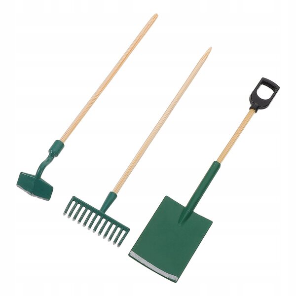Set 3 Mini Attrezzi da Giardino Verdi per Casa delle Bambole, Realistici e Resistenti