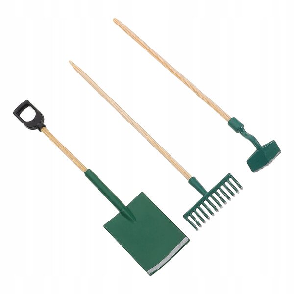 Set 3 Mini Attrezzi da Giardino Verdi per Casa delle Bambole, Realistici e Resistenti