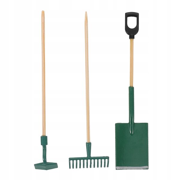 Set 3 Mini Attrezzi da Giardino Verdi per Casa delle Bambole, Realistici e Resistenti