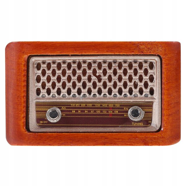 Mini modello radio vintage in legno e ferro, decorazione retrò per casa e miniatura