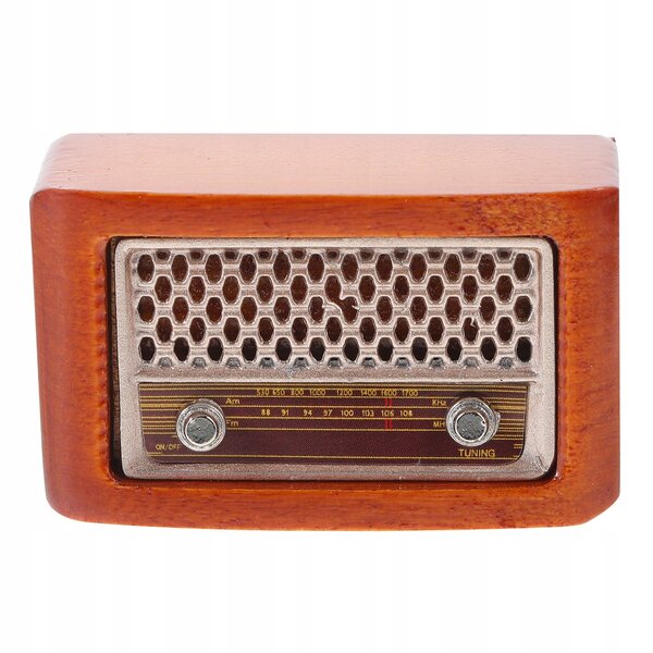 Mini modello radio vintage in legno e ferro, decorazione retrò per casa e miniatura