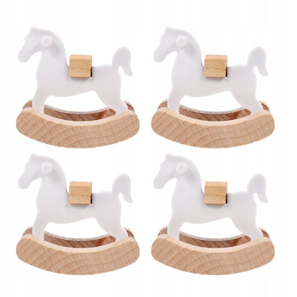 Set 4 Mini Cavalli a Dondolo in Legno per Casa delle Bambole, Handmade e Sicuri