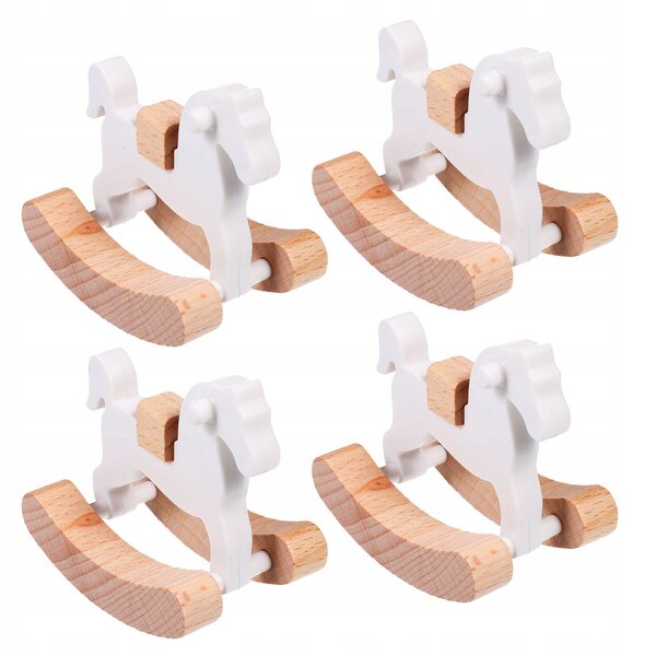 Set 4 Mini Cavalli a Dondolo in Legno per Casa delle Bambole, Handmade e Sicuri