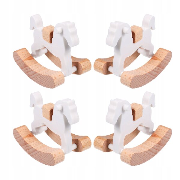 Set 4 Mini Cavalli a Dondolo in Legno per Casa delle Bambole, Handmade e Sicuri