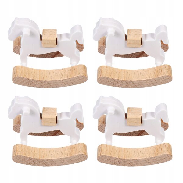 Set 4 Mini Cavalli a Dondolo in Legno per Casa delle Bambole, Handmade e Sicuri