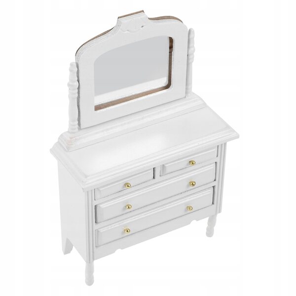 Miniatura toaletka bianca in legno scala 1:12 per case delle bambole