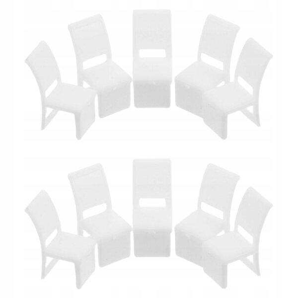 Lot de 10 petites chaises en plastique blanc pour maisons de poupées miniatures