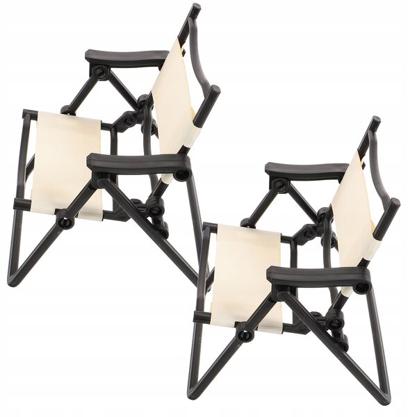 Set 2 Mini Sedie in Plastica Nero per Casa delle Bambole e Decorazioni