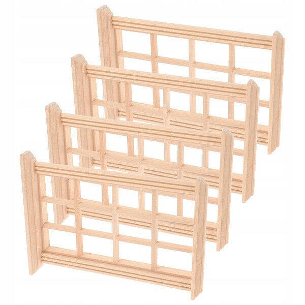 Set 4 Mini Finestre in Legno Eleganti per Case delle Bambole Khaki
