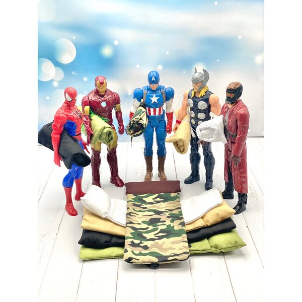 Sacco a pelo per bambole e action figures fino a 30 cm in cotone oliva